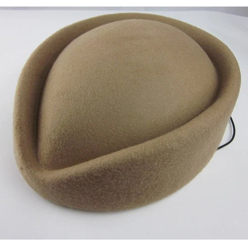 Women Wool Pillbox Fascinator Hat Feamale Stewardess Hats Etiquette Cap Plain Fedoras Cap Women Beret Hat Formal Lady Hat A040