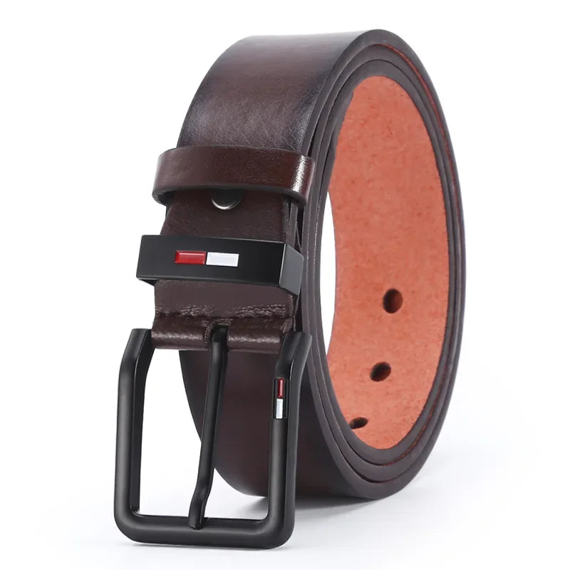 Men's Luxury PU Leather Belt - Designer Alloy Pin Buckle, High Quality Waistband for Jeans & Casual Wear, Fashion Waist Strap
