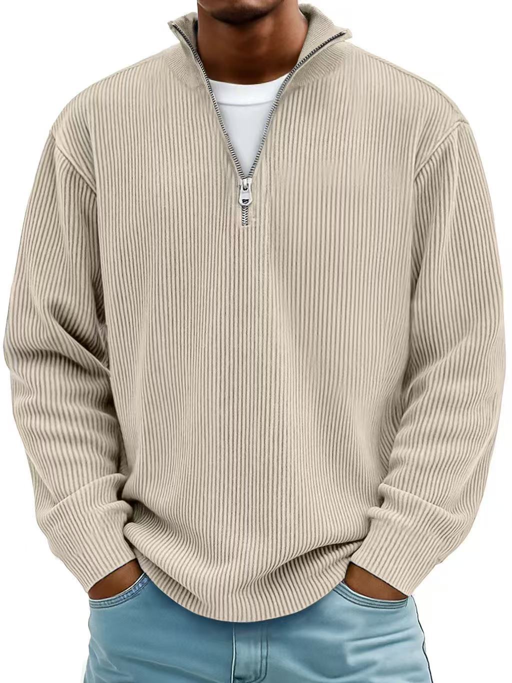 Corduroy Zipper Polo Sweatshirt