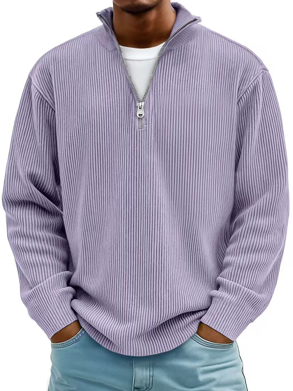Corduroy Zipper Polo Sweatshirt