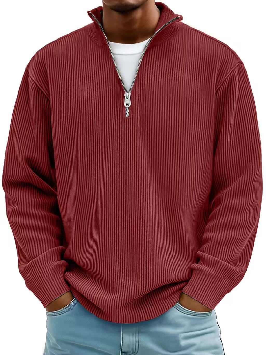Corduroy Zipper Polo Sweatshirt