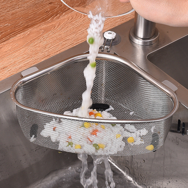 Stainless Steel Sink Drain Basket - Triangle Food Filter