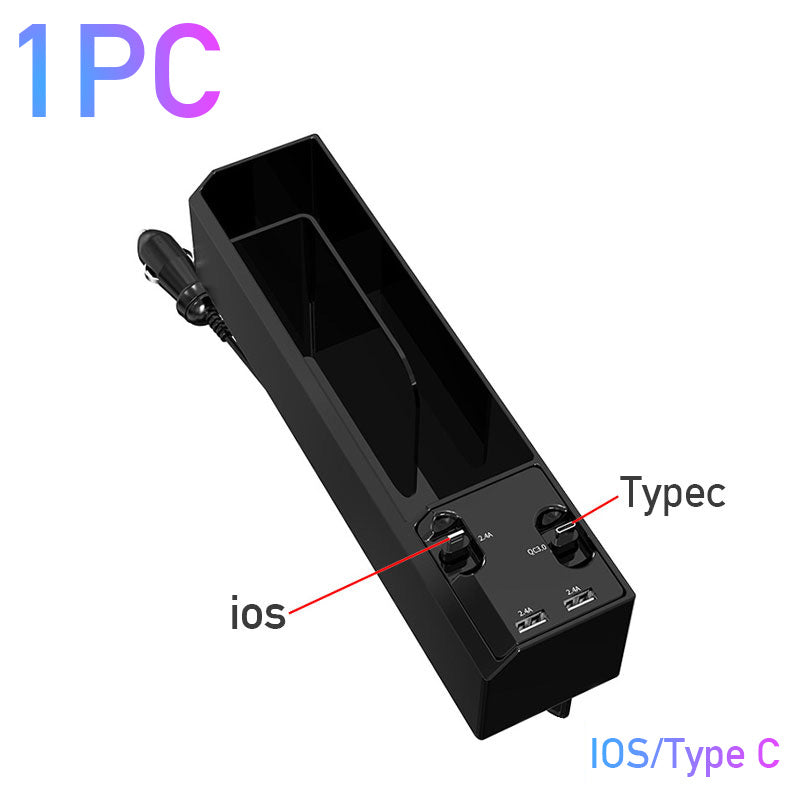 Car Seat Gap Organizer with Charger - Storage Box & Cable