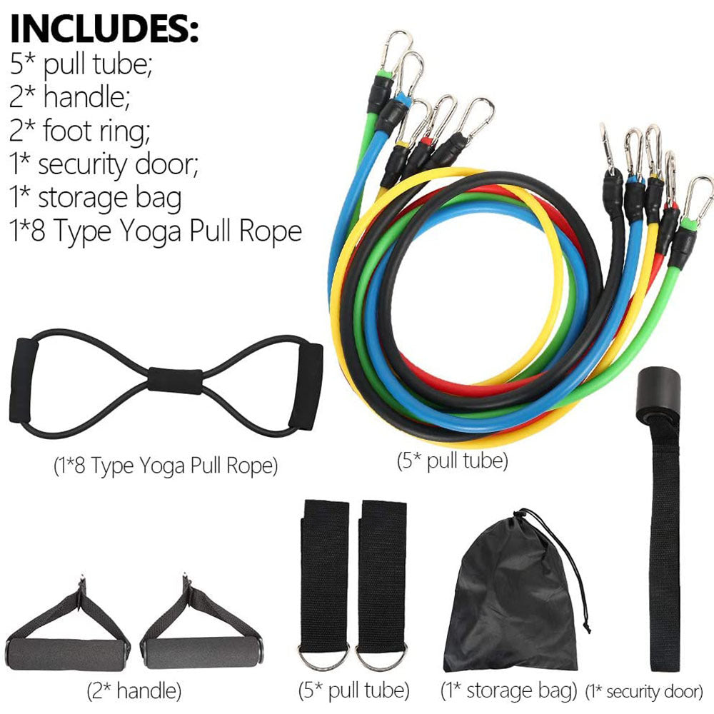 11-Piece Resistance Band Set - Home Workout Equipment for Men & Women
