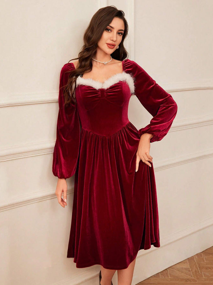 Red Velvet Christmas Party Dress