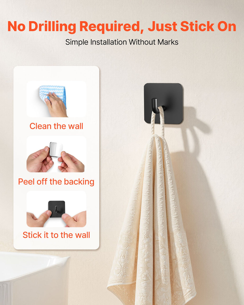 Self-Adhesive Wall Hooks (4-Pack)