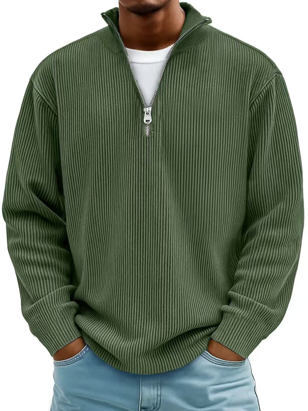 Corduroy Zipper Polo Sweatshirt