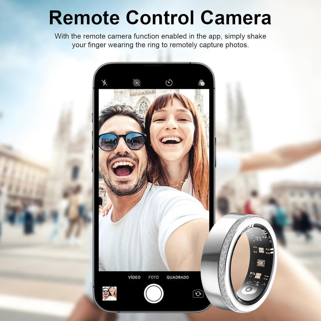 Silver Diamond Smart Ring Fitness Tracker