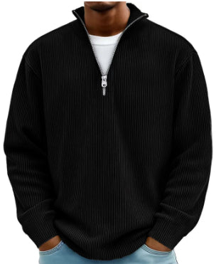 Corduroy Zipper Polo Sweatshirt