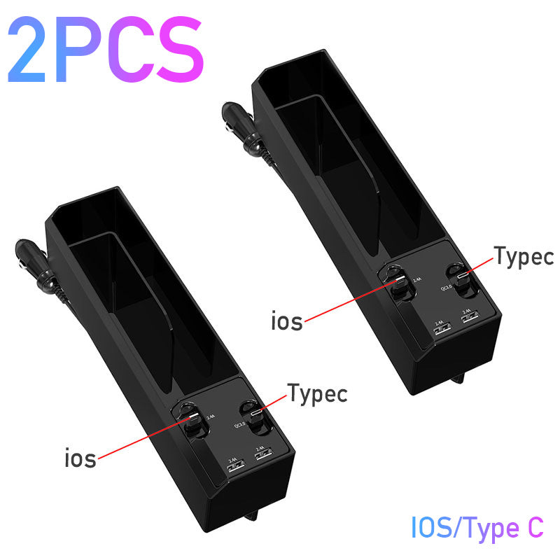 Car Seat Gap Organizer with Charger - Storage Box & Cable