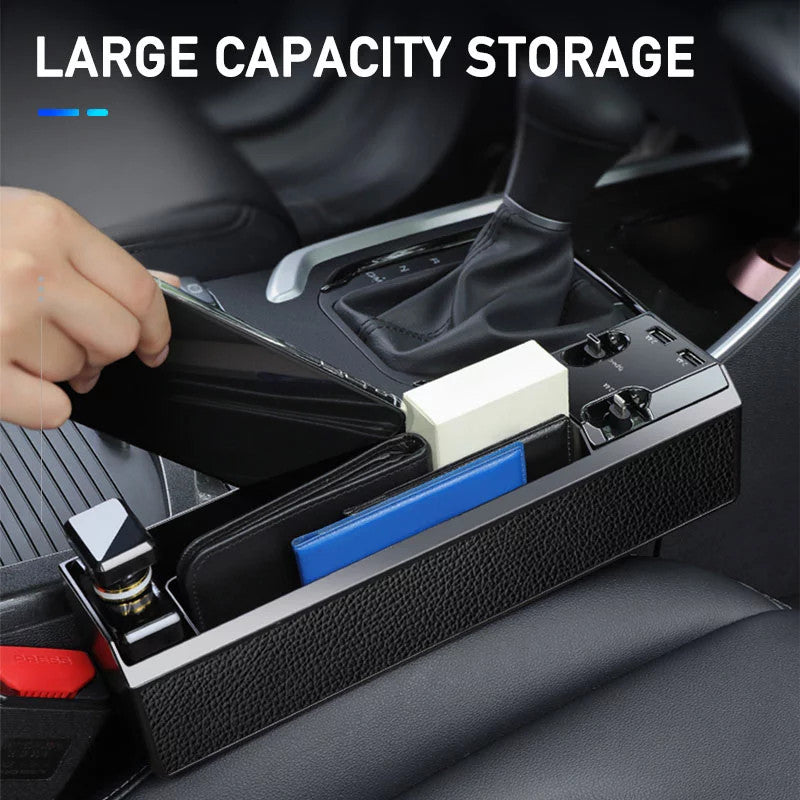 Car Seat Gap Organizer with Charger - Storage Box & Cable