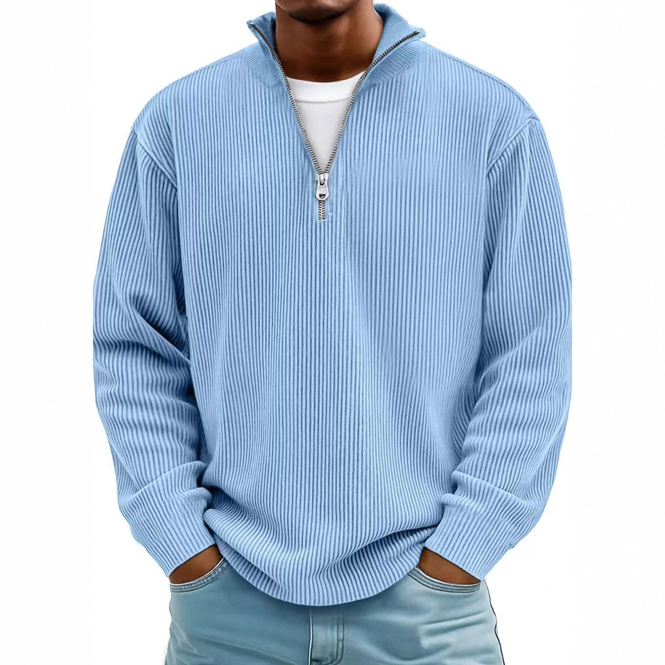 Corduroy Zipper Polo Sweatshirt