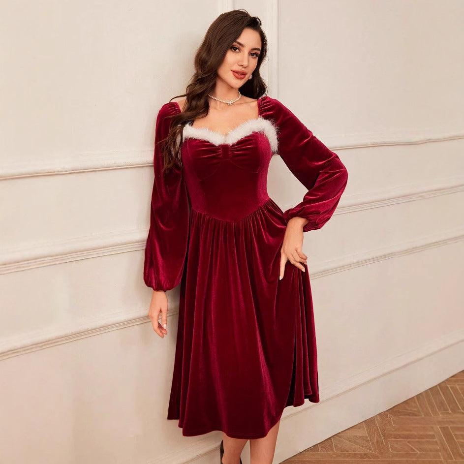Red Velvet Christmas Party Dress