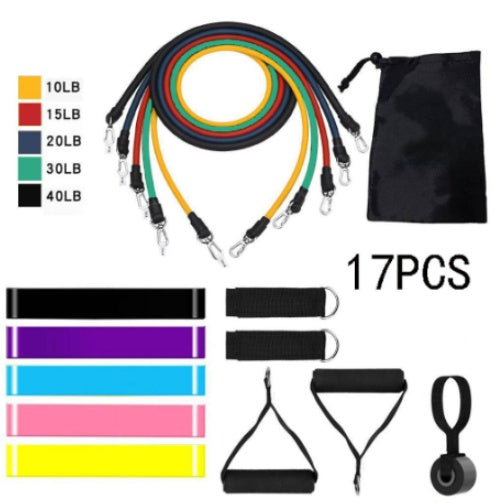 11-Piece Resistance Band Set - Home Workout Equipment for Men & Women