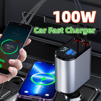 100W Fast Car Charger USB-C Adapter