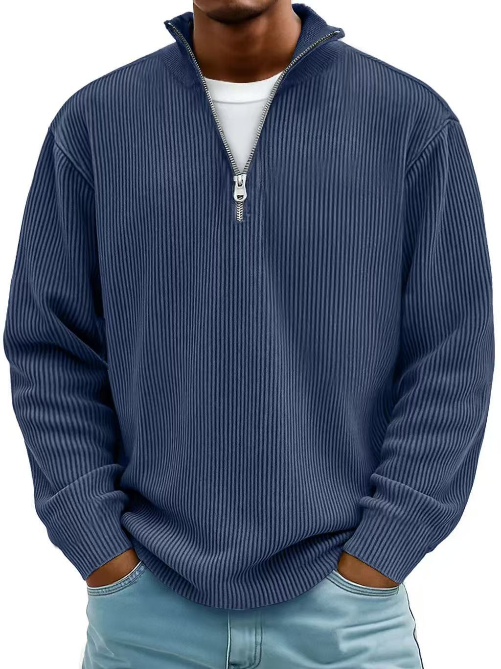 Corduroy Zipper Polo Sweatshirt