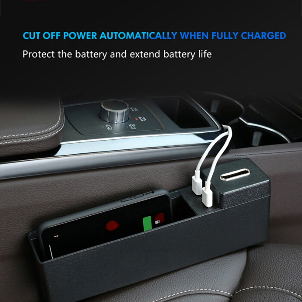 Wireless Charging Car Organizer - Seat Gap Storage Box