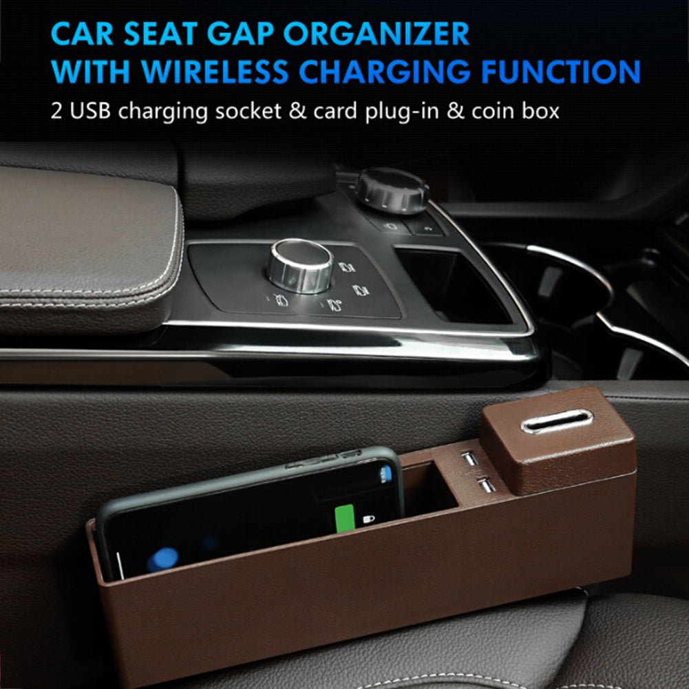 Wireless Charging Car Organizer - Seat Gap Storage Box
