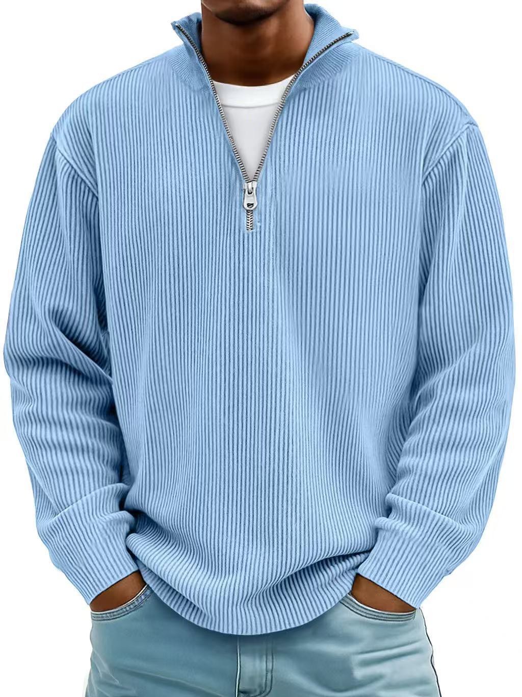 Corduroy Zipper Polo Sweatshirt