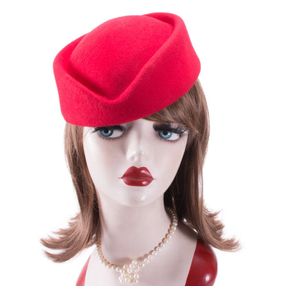 Women Wool Pillbox Fascinator Hat Feamale Stewardess Hats Etiquette Cap Plain Fedoras Cap Women Beret Hat Formal Lady Hat A040