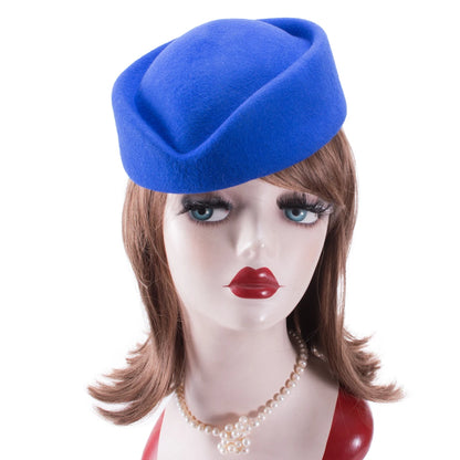 Women Wool Pillbox Fascinator Hat Feamale Stewardess Hats Etiquette Cap Plain Fedoras Cap Women Beret Hat Formal Lady Hat A040