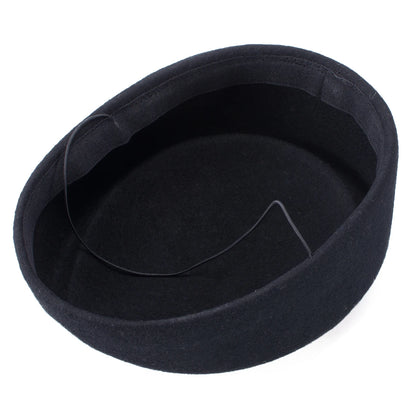 Women Wool Pillbox Fascinator Hat Feamale Stewardess Hats Etiquette Cap Plain Fedoras Cap Women Beret Hat Formal Lady Hat A040