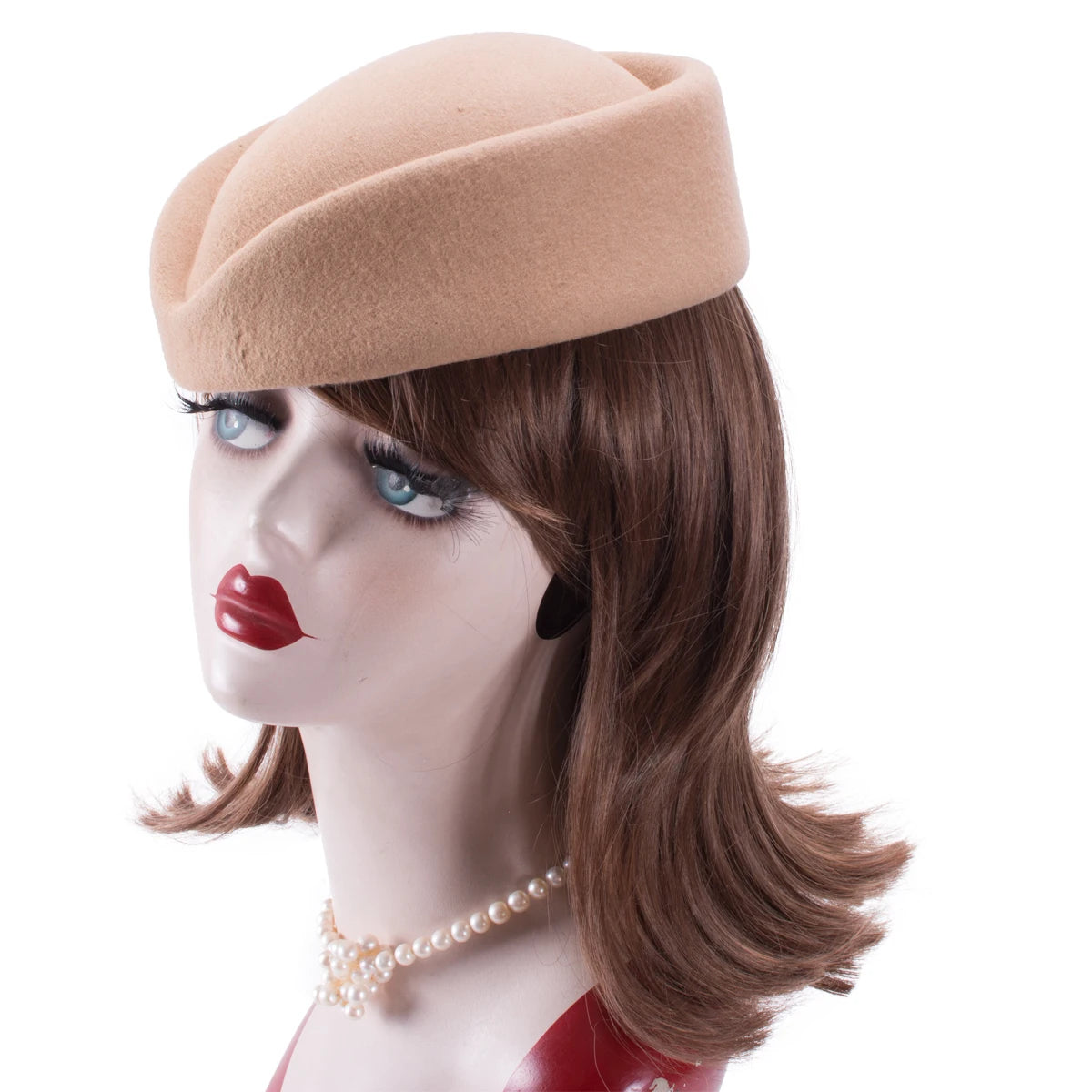 Women Wool Pillbox Fascinator Hat Feamale Stewardess Hats Etiquette Cap Plain Fedoras Cap Women Beret Hat Formal Lady Hat A040