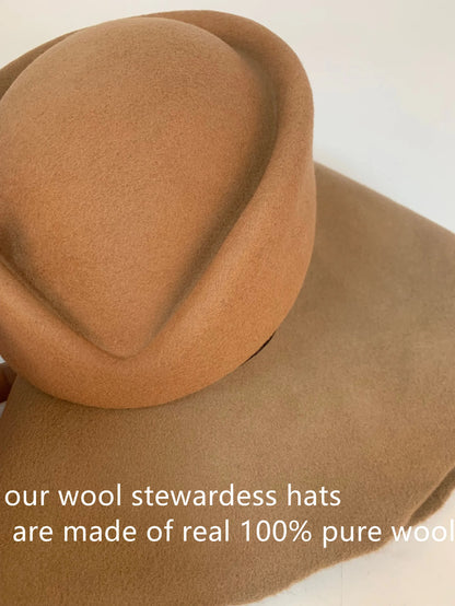 Women Wool Pillbox Fascinator Hat Feamale Stewardess Hats Etiquette Cap Plain Fedoras Cap Women Beret Hat Formal Lady Hat A040