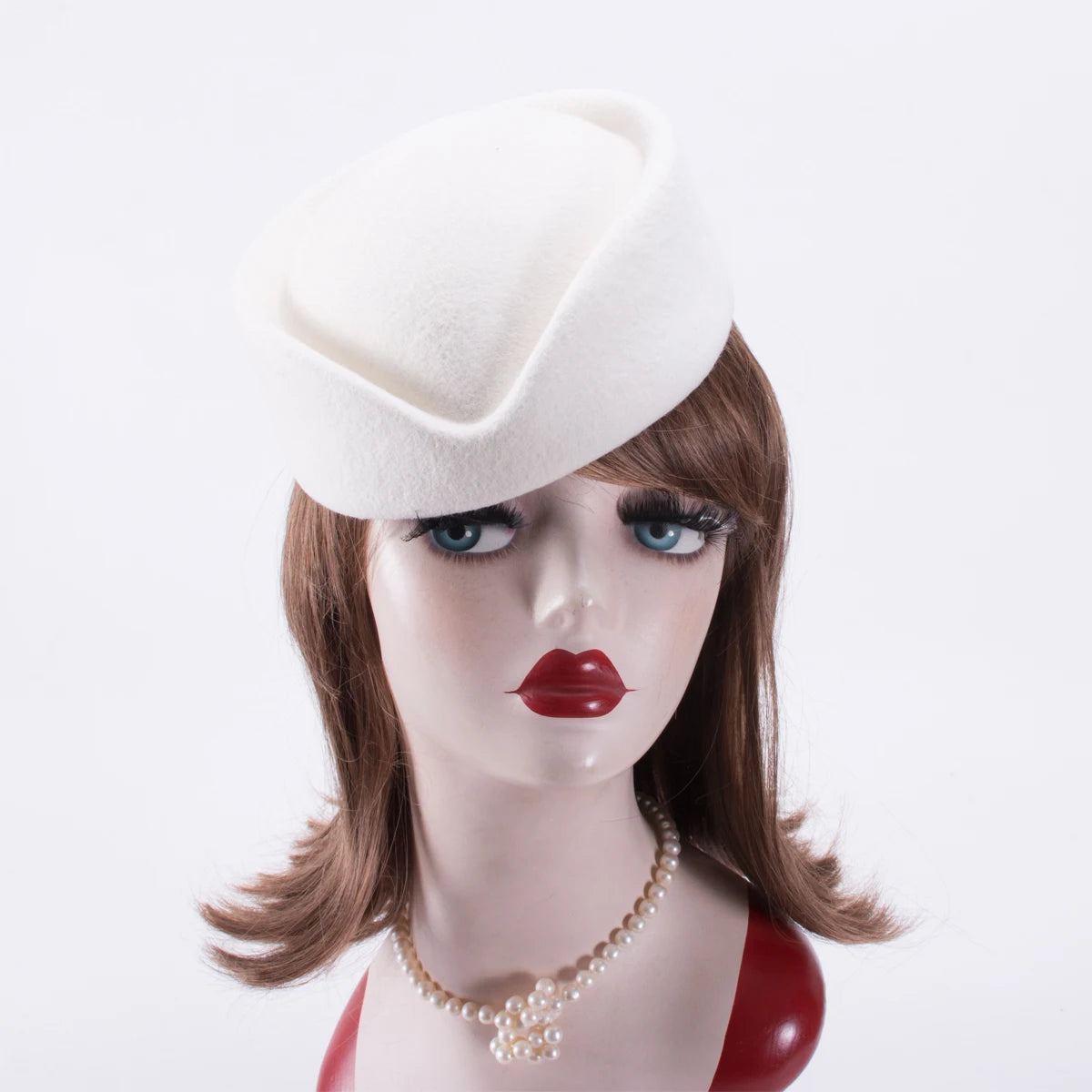 Women Wool Pillbox Fascinator Hat Feamale Stewardess Hats Etiquette Cap Plain Fedoras Cap Women Beret Hat Formal Lady Hat A040