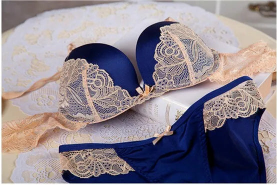 Underclothes Brand Underwear Women Bras B C cup Lingerie set With Brief Sexy Lingerie Lace Embroidery Bra Sets Bowknot Bras