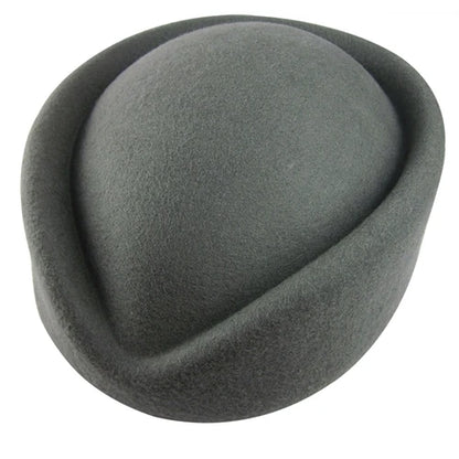 Women Wool Pillbox Fascinator Hat Feamale Stewardess Hats Etiquette Cap Plain Fedoras Cap Women Beret Hat Formal Lady Hat A040