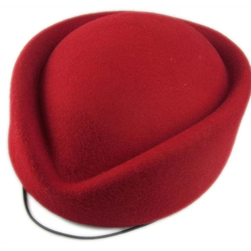 Women Wool Pillbox Fascinator Hat Feamale Stewardess Hats Etiquette Cap Plain Fedoras Cap Women Beret Hat Formal Lady Hat A040