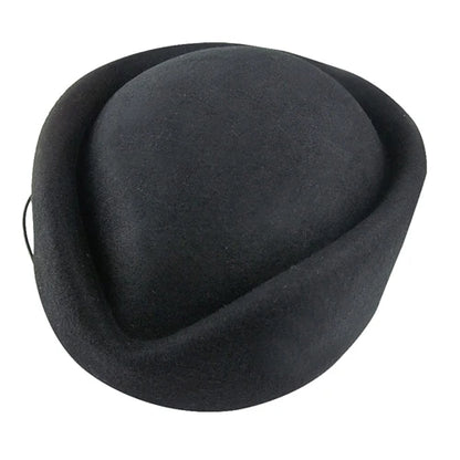 Women Wool Pillbox Fascinator Hat Feamale Stewardess Hats Etiquette Cap Plain Fedoras Cap Women Beret Hat Formal Lady Hat A040