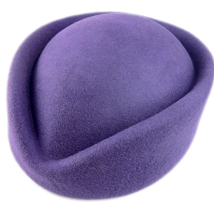 Women Wool Pillbox Fascinator Hat Feamale Stewardess Hats Etiquette Cap Plain Fedoras Cap Women Beret Hat Formal Lady Hat A040