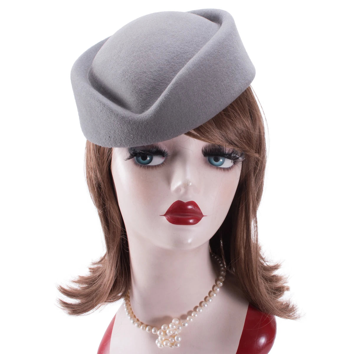 Women Wool Pillbox Fascinator Hat Feamale Stewardess Hats Etiquette Cap Plain Fedoras Cap Women Beret Hat Formal Lady Hat A040