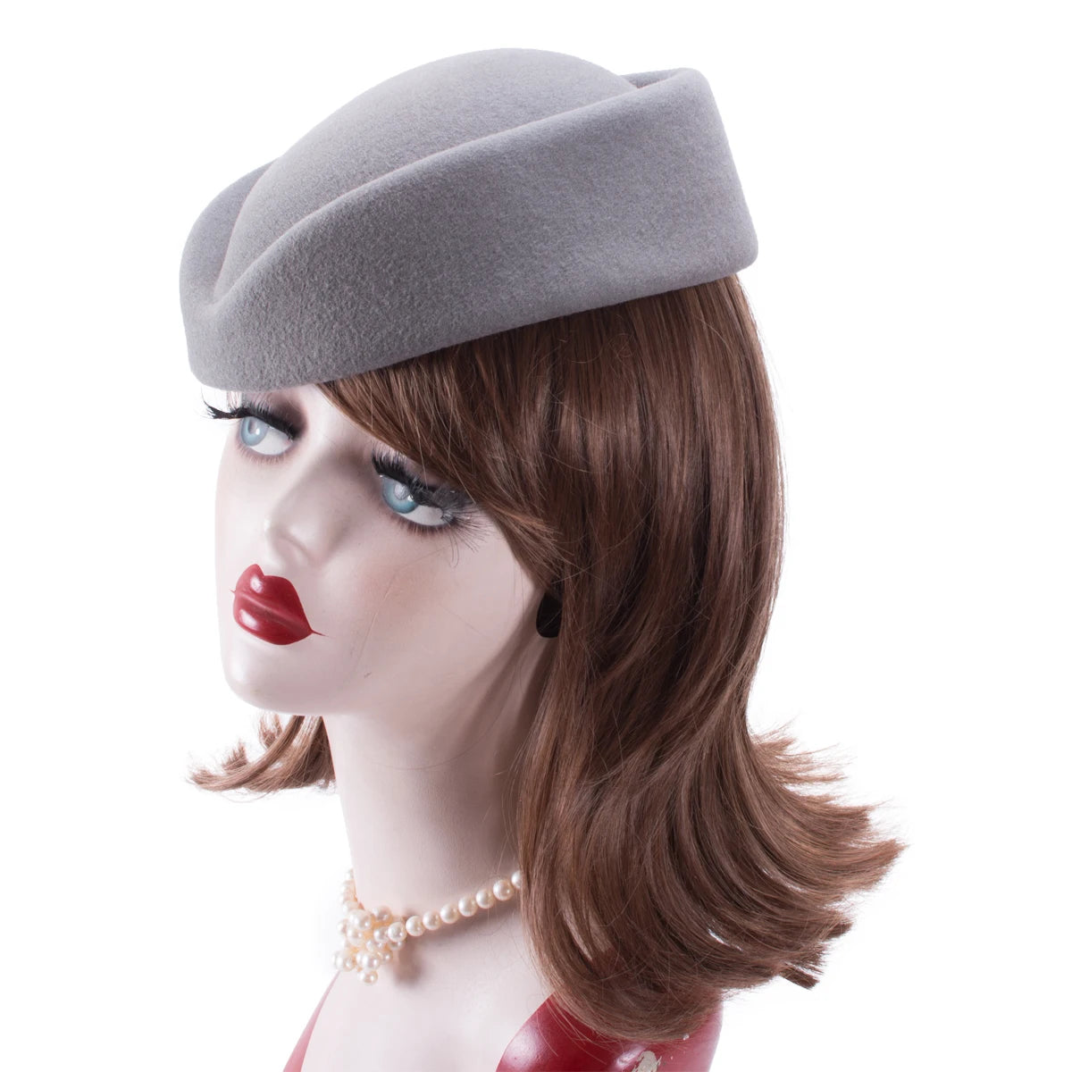 Women Wool Pillbox Fascinator Hat Feamale Stewardess Hats Etiquette Cap Plain Fedoras Cap Women Beret Hat Formal Lady Hat A040