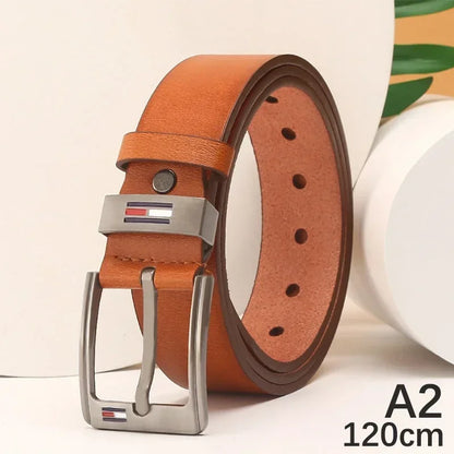 Men's Luxury PU Leather Belt - Designer Alloy Pin Buckle, High Quality Waistband for Jeans & Casual Wear, Fashion Waist Strap
