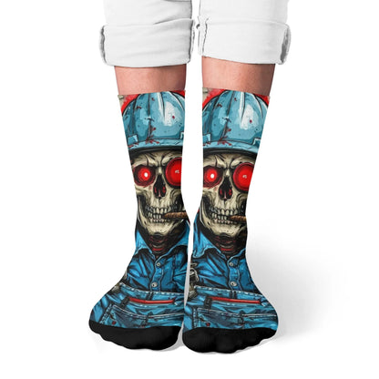 Funny plumber skull trendy socks gift Harajuku retro compression socks novelty street hip-hop socks suitable for all seasons