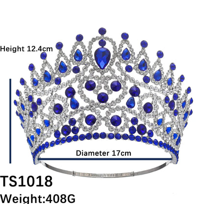 2025 New Rhinestone Crystal Queen Big Crown Bridal Wedding Tiara Women Beauty Pageant Bridal Hair Accessories Jewelry