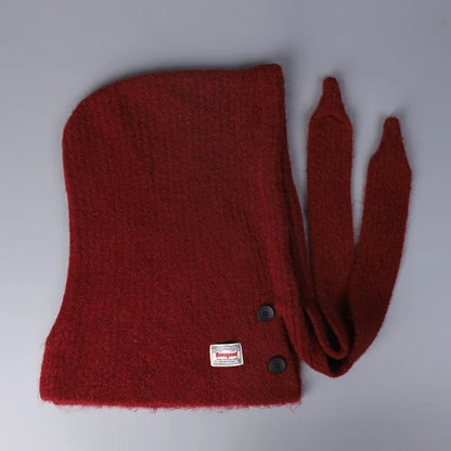 Korean Knitted Balaclava Hat Women's Winter Warm Scarf Integrated Hooded Scarf Knitted Wool Beanie Cap