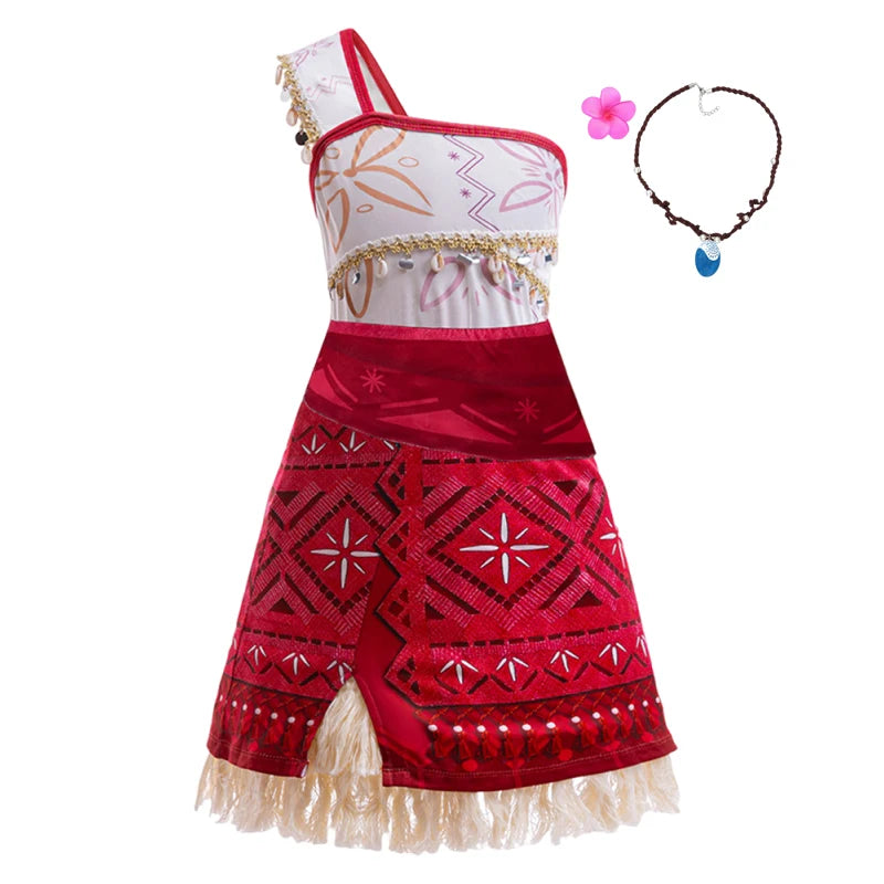 Girls Outfit Cosplay Children's Costume Party Princess Dress Summer Casual Beach Dress Necklace Wig Set Party Dresses For Girls