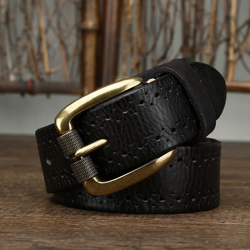 Women Trendy Vintage Breathable Genuine Leather Belt for Men Stylish Waistband