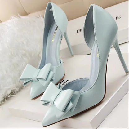 2025 New Luxury Women's High Heels with Side Empty Thin Heels and Pointed Toes High Quality Temperament Lacquer High Heels