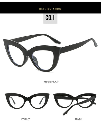Women's Cat Eye Glasses Frame Fashion Anti Blue Light Transparent Eyeglasses Retro Optical Clear Lens Spectacle Eyeglass Female