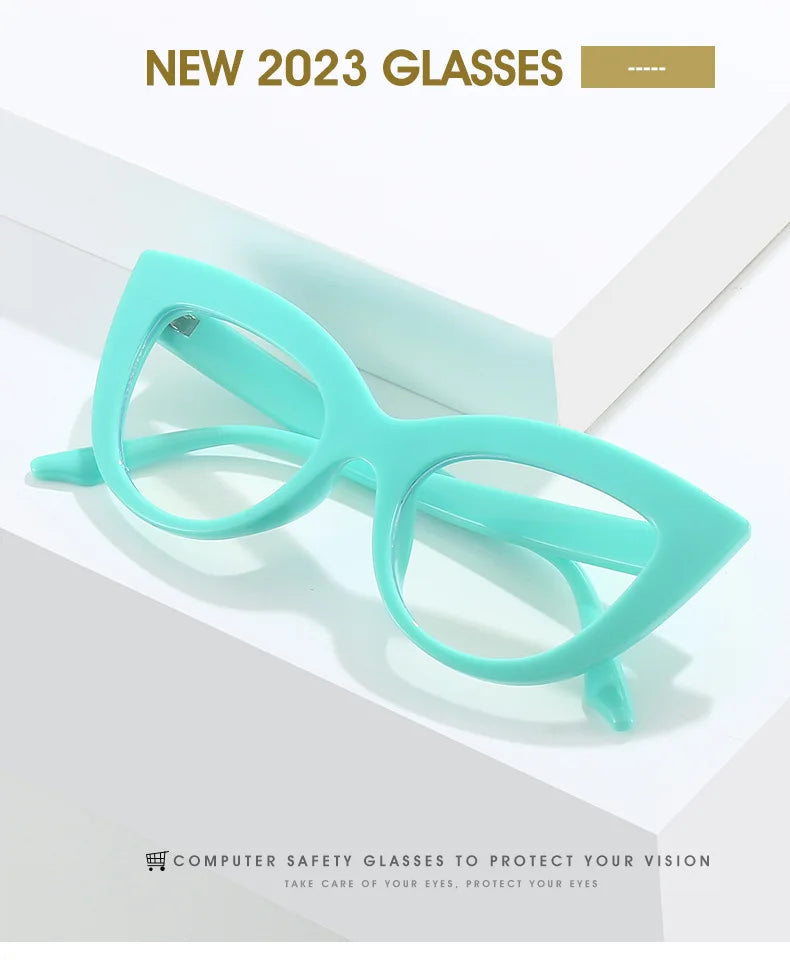 Women's Cat Eye Glasses Frame Fashion Anti Blue Light Transparent Eyeglasses Retro Optical Clear Lens Spectacle Eyeglass Female