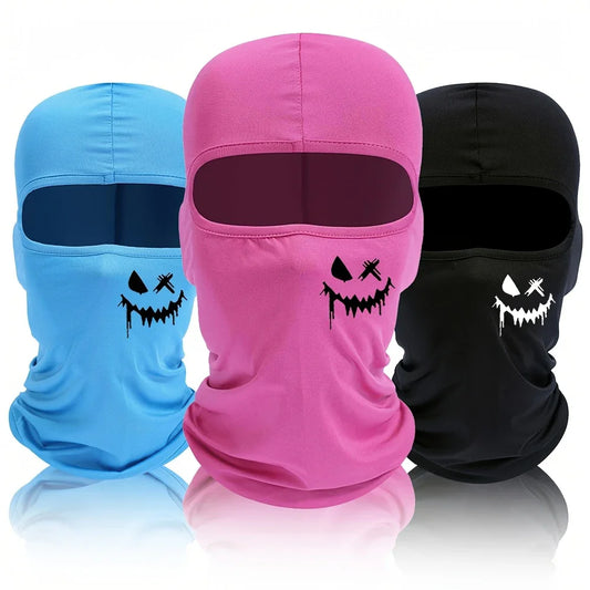 3pcs/2pcs/1pc Smiling Face Print Ski Mask Balaclava Face Mask for Men Women UV Protection Windproof Scarf for Snowboard