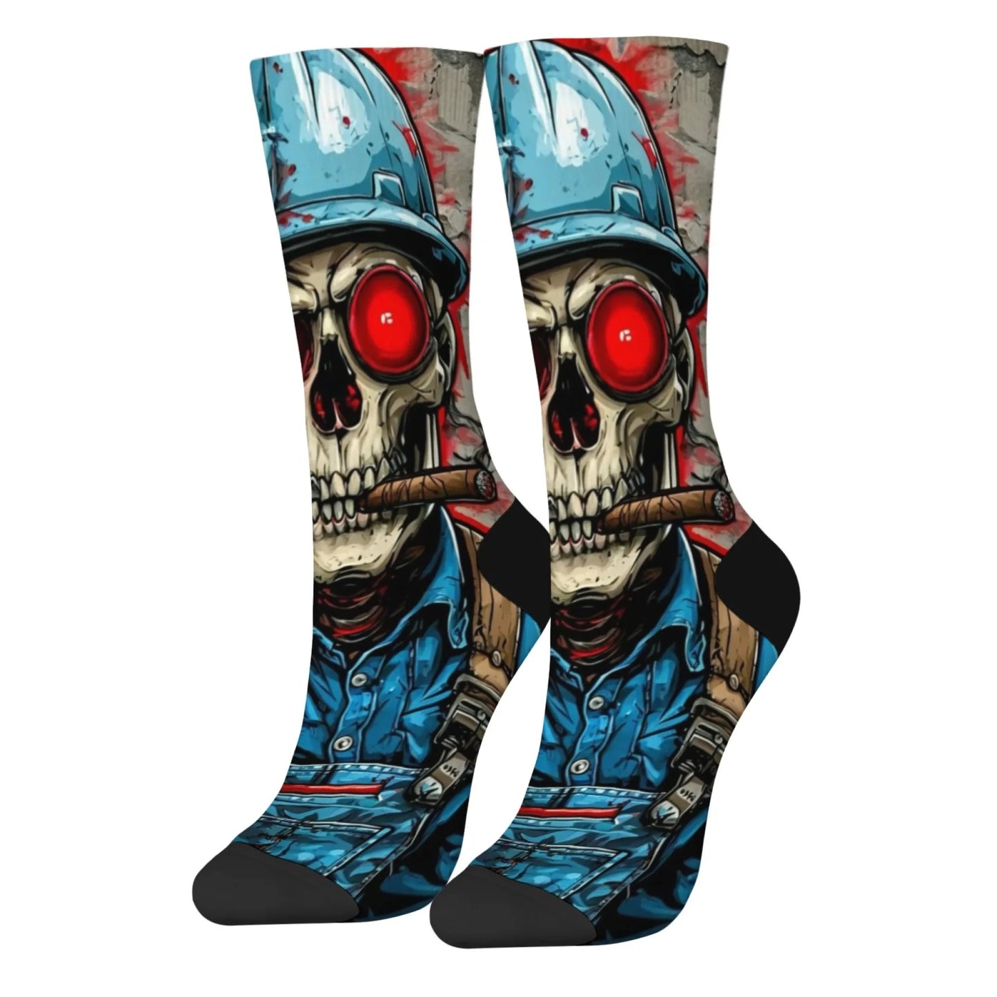 Funny plumber skull trendy socks gift Harajuku retro compression socks novelty street hip-hop socks suitable for all seasons