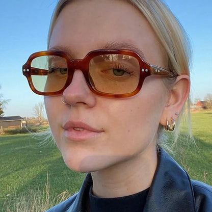 Fashionable Rice Nail Square Sunglasses High-End Casual Simple Sunglasses Versatile Ins Internet Celebrity Sunglasses Women DUHE