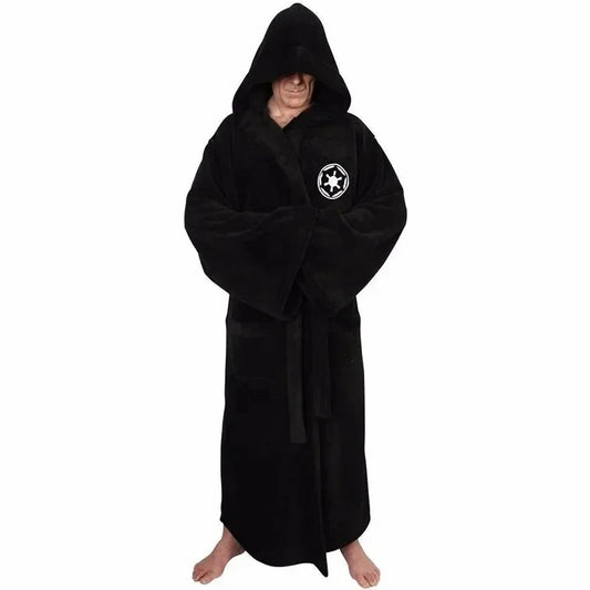 Jedi Cosplay Nightgown Male Homewear Flannel Robe Male With Hooded Thick Star Dressing Gown Empire Men's Bathrobe Winter Robe