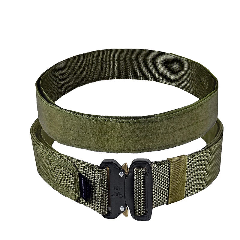 5cm Men Tactical Belt with Inner, Metal Buckle Quick Release Laser Cut MOLLE Combat Two in One Battle Belt
